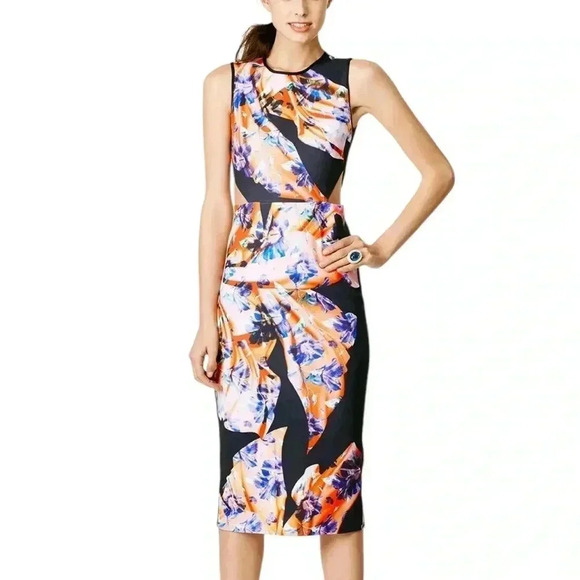 CLOVER CANYON Neoprene Multicolor Printed Stretch Women’s Mini Dress S D5 - Picture 1 of 14